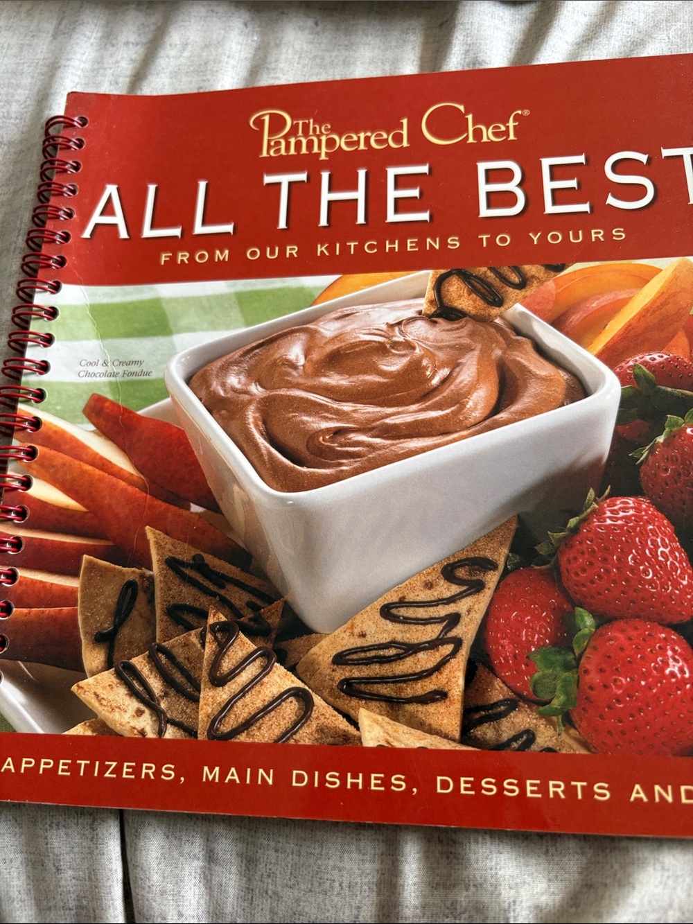The Pampered Chef Cookbook with Red Cover and Chocolate Dip Photo